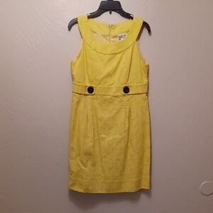 Robbie Bee Yellow Mini Dress with Button Accents